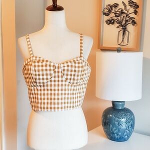 Yellow and White Gingham Crop Top